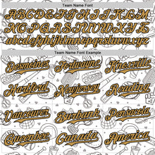 Laden Sie das Bild in den Galerie-Viewer, Custom White Old Gold-Black Comic Doodle Ballgame 3D Pattern Design Authentic Baseball Jersey