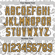 Laden Sie das Bild in den Galerie-Viewer, Custom White Old Gold-Black Comic Doodle Ballgame 3D Pattern Design Authentic Baseball Jersey