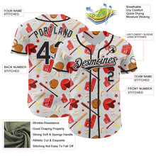 Laden Sie das Bild in den Galerie-Viewer, Custom White Black Comic Doodle Ballgame 3D Pattern Design Authentic Baseball Jersey