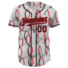 Laden Sie das Bild in den Galerie-Viewer, Custom White Black-Fire Red Comic Doodle Ballgame 3D Pattern Design Authentic Baseball Jersey