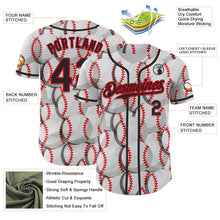 Laden Sie das Bild in den Galerie-Viewer, Custom White Black-Fire Red Comic Doodle Ballgame 3D Pattern Design Authentic Baseball Jersey
