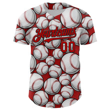 Laden Sie das Bild in den Galerie-Viewer, Custom Red Black-White Comic Doodle Ballgame 3D Pattern Design Authentic Baseball Jersey
