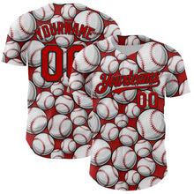 Laden Sie das Bild in den Galerie-Viewer, Custom Red Black-White Comic Doodle Ballgame 3D Pattern Design Authentic Baseball Jersey