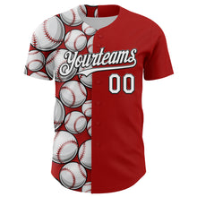 Laden Sie das Bild in den Galerie-Viewer, Custom Red White-Black Comic Doodle Ballgame 3D Pattern Design Authentic Baseball Jersey