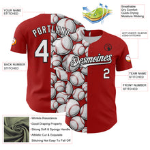 Laden Sie das Bild in den Galerie-Viewer, Custom Red White-Black Comic Doodle Ballgame 3D Pattern Design Authentic Baseball Jersey