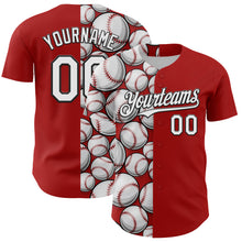Laden Sie das Bild in den Galerie-Viewer, Custom Red White-Black Comic Doodle Ballgame 3D Pattern Design Authentic Baseball Jersey