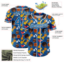 Загрузить изображение в средство просмотра галереи, Custom Blue White Comic Doodle Ballgame 3D Pattern Design Authentic Baseball Jersey