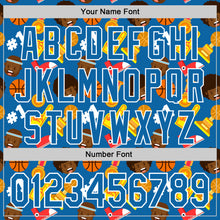 Загрузить изображение в средство просмотра галереи, Custom Blue White Comic Doodle Ballgame 3D Pattern Design Authentic Baseball Jersey