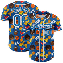 Загрузить изображение в средство просмотра галереи, Custom Blue White Comic Doodle Ballgame 3D Pattern Design Authentic Baseball Jersey