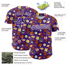 Laden Sie das Bild in den Galerie-Viewer, Custom Purple White Comic Doodle Ballgame 3D Pattern Design Authentic Baseball Jersey
