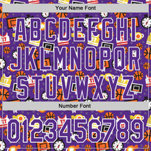 Laden Sie das Bild in den Galerie-Viewer, Custom Purple White Comic Doodle Ballgame 3D Pattern Design Authentic Baseball Jersey