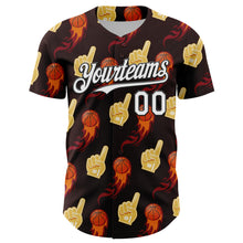 Laden Sie das Bild in den Galerie-Viewer, Custom Brown White-Black Comic Doodle Ballgame 3D Pattern Design Authentic Baseball Jersey