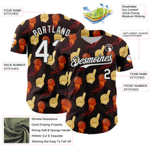 Laden Sie das Bild in den Galerie-Viewer, Custom Brown White-Black Comic Doodle Ballgame 3D Pattern Design Authentic Baseball Jersey