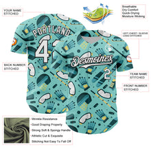 Laden Sie das Bild in den Galerie-Viewer, Custom Ice Blue White-Black Comic Doodle Ballgame 3D Pattern Design Authentic Baseball Jersey
