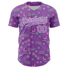 Laden Sie das Bild in den Galerie-Viewer, Custom Medium Purple White Comic Doodle Ballgame 3D Pattern Design Authentic Baseball Jersey