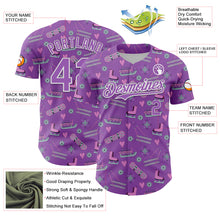 Laden Sie das Bild in den Galerie-Viewer, Custom Medium Purple White Comic Doodle Ballgame 3D Pattern Design Authentic Baseball Jersey