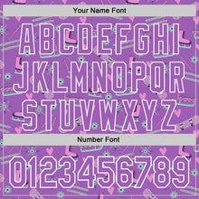 Laden Sie das Bild in den Galerie-Viewer, Custom Medium Purple White Comic Doodle Ballgame 3D Pattern Design Authentic Baseball Jersey