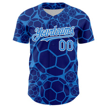Laden Sie das Bild in den Galerie-Viewer, Custom Electric Blue White Comic Doodle Ballgame 3D Pattern Design Authentic Baseball Jersey