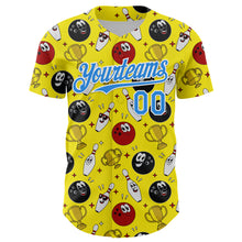 Laden Sie das Bild in den Galerie-Viewer, Custom Light Yellow Electric Blue-White Comic Doodle Ballgame 3D Pattern Design Authentic Baseball Jersey