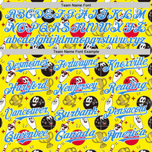 Laden Sie das Bild in den Galerie-Viewer, Custom Light Yellow Electric Blue-White Comic Doodle Ballgame 3D Pattern Design Authentic Baseball Jersey