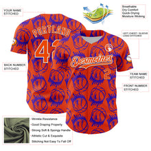 Laden Sie das Bild in den Galerie-Viewer, Custom Orange White Comic Doodle Ballgame 3D Pattern Design Authentic Baseball Jersey