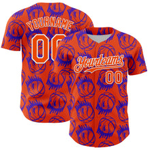 Laden Sie das Bild in den Galerie-Viewer, Custom Orange White Comic Doodle Ballgame 3D Pattern Design Authentic Baseball Jersey