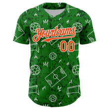Laden Sie das Bild in den Galerie-Viewer, Custom Grass Green Orange-White Comic Doodle Ballgame 3D Pattern Design Authentic Baseball Jersey