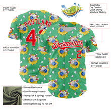 Laden Sie das Bild in den Galerie-Viewer, Custom Green Fire Red-White Comic Doodle Ballgame 3D Pattern Design Authentic Baseball Jersey