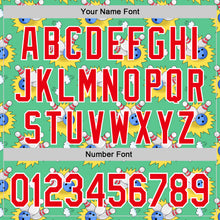 Laden Sie das Bild in den Galerie-Viewer, Custom Green Fire Red-White Comic Doodle Ballgame 3D Pattern Design Authentic Baseball Jersey