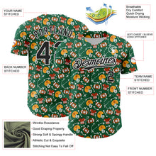 Laden Sie das Bild in den Galerie-Viewer, Custom Kelly Green Black-White Comic Doodle Ballgame 3D Pattern Design Authentic Baseball Jersey