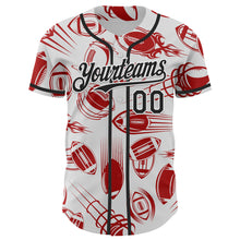 Laden Sie das Bild in den Galerie-Viewer, Custom White Black Comic Doodle Ballgame 3D Pattern Design Authentic Baseball Jersey