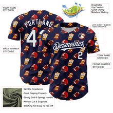 Laden Sie das Bild in den Galerie-Viewer, Custom Navy White Comic Doodle Ballgame 3D Pattern Design Authentic Baseball Jersey