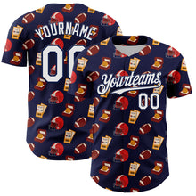 Laden Sie das Bild in den Galerie-Viewer, Custom Navy White Comic Doodle Ballgame 3D Pattern Design Authentic Baseball Jersey