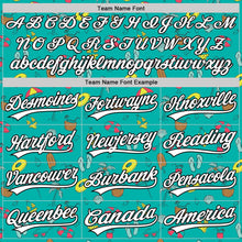 Laden Sie das Bild in den Galerie-Viewer, Custom Aqua White-Black 3D Hawaii Tropical Palm Tree And Beach Authentic Baseball Jersey