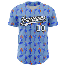 Laden Sie das Bild in den Galerie-Viewer, Custom Light Blue White-Black 3D Hawaii Tropical Palm Tree And Cactus Authentic Baseball Jersey