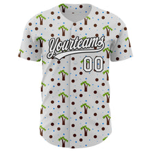 Laden Sie das Bild in den Galerie-Viewer, Custom White Black 3D Hawaii Tropical Palm Tree Authentic Baseball Jersey