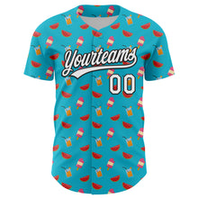 Laden Sie das Bild in den Galerie-Viewer, Custom Lakes Blue White-Black 3D Hawaii Fruit Watermelon And Ice Cream Authentic Baseball Jersey