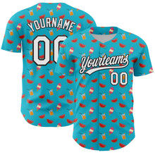Laden Sie das Bild in den Galerie-Viewer, Custom Lakes Blue White-Black 3D Hawaii Fruit Watermelon And Ice Cream Authentic Baseball Jersey