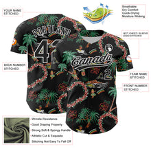 Laden Sie das Bild in den Galerie-Viewer, Custom Black White 3D Hawai Island Tropical Palm Tree And Flower Authentic Baseball Jersey