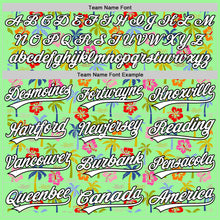 Laden Sie das Bild in den Galerie-Viewer, Custom Pea Green White-Black 3D Hawai Tropical Palm Tree And Flower Authentic Baseball Jersey