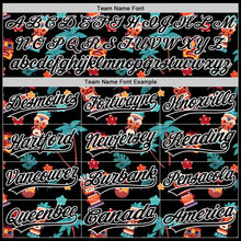 Laden Sie das Bild in den Galerie-Viewer, Custom Black White 3D Hawai Tropical Palm Tree Flower And Tiki Mask Authentic Baseball Jersey