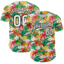 Charger l'image dans la galerie, Custom Yellow White-Black 3D Hawaii Tropical Palm Leaves Flower And Fruit Pineapple Authentic Baseball Jersey