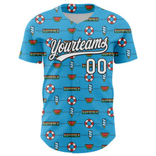 Laden Sie das Bild in den Galerie-Viewer, Custom Sky Blue White-Black 3D Hawaii Summer Fruit Watermelon Authentic Baseball Jersey