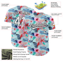Laden Sie das Bild in den Galerie-Viewer, Custom Ice Blue White-Black 3D Hawaii Tropical Palm Leaves And Flower Authentic Baseball Jersey