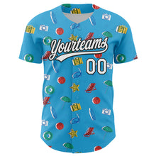 Laden Sie das Bild in den Galerie-Viewer, Custom Sky Blue White-Black 3D Hawaii Beach Holiday Authentic Baseball Jersey