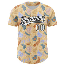 Laden Sie das Bild in den Galerie-Viewer, Custom Brown White-Black 3D Hawaii Tropical Palm Leaves Authentic Baseball Jersey