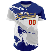 Laden Sie das Bild in den Galerie-Viewer, Custom Royal Gray Old Gold-Red 3D El Salvador El Salvadoran Flag Authentic Baseball Jersey