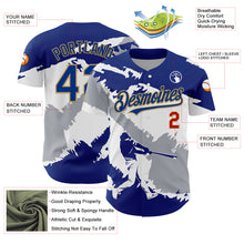 Laden Sie das Bild in den Galerie-Viewer, Custom Royal Gray Old Gold-Red 3D El Salvador El Salvadoran Flag Authentic Baseball Jersey