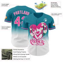 Laden Sie das Bild in den Galerie-Viewer, Custom Teal Pink-White 3D Pattern Design Gradient Mother's Day Family Love Authentic Baseball Jersey
