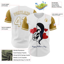 Laden Sie das Bild in den Galerie-Viewer, Custom White Old Gold 3D Pattern Design Mother's Day Family Love Authentic Baseball Jersey